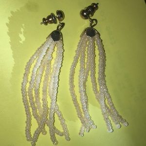 Anthropologie cream beaded boho earrings
